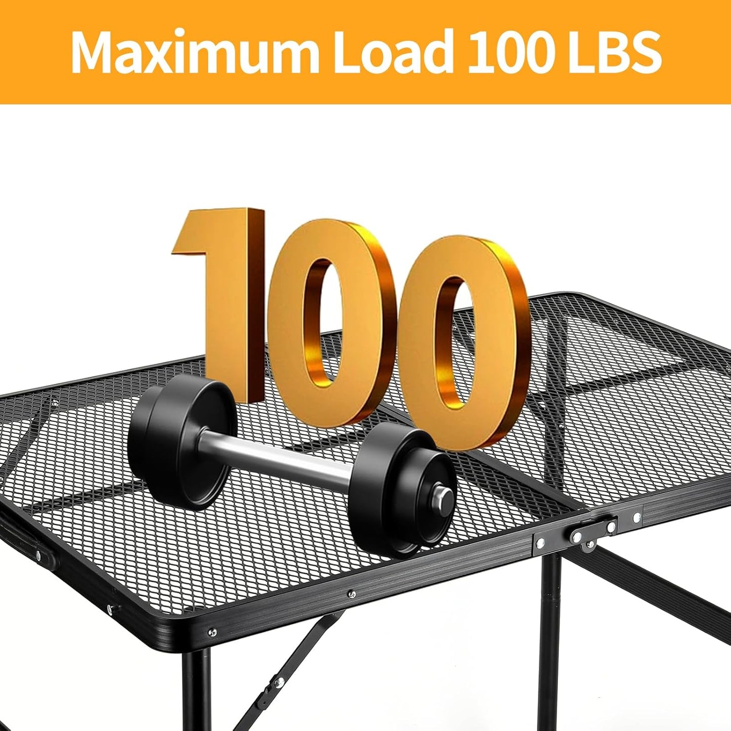 Camping Table 3FT Grill Table Foldable Folding Picnic Portable Stand Mesh 2 Height Adjustable Outdoor Card BBQ RV Black 35.5×23.6 ×26 inch