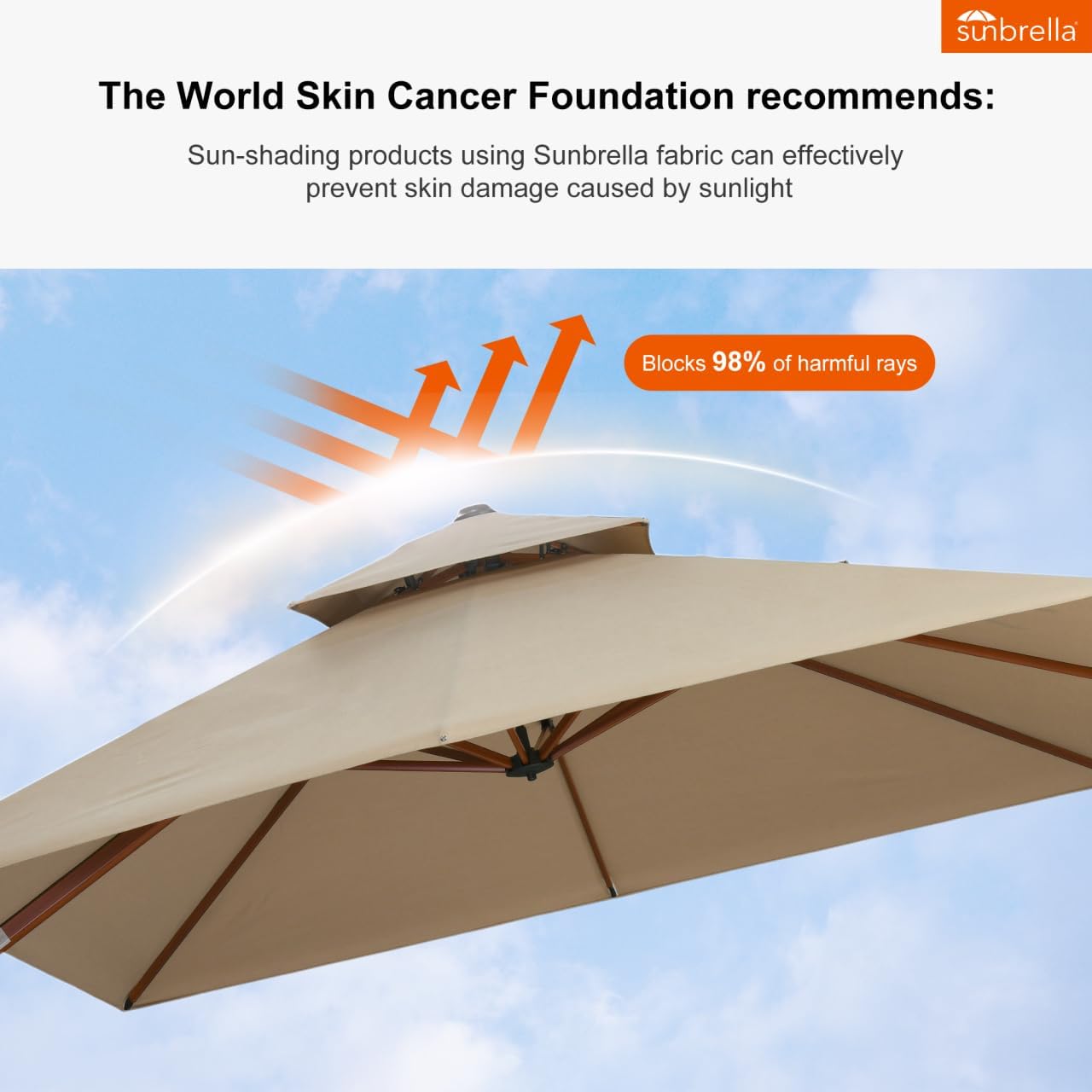 PURPLE LEAF 9' X 12' Patio Large Cantilever Umbrella Outdoor Round Wood Umbrellas Offset Umbrella Heavy Duty Sun Umbrellas for Garden Deck Pool, Deep Beige