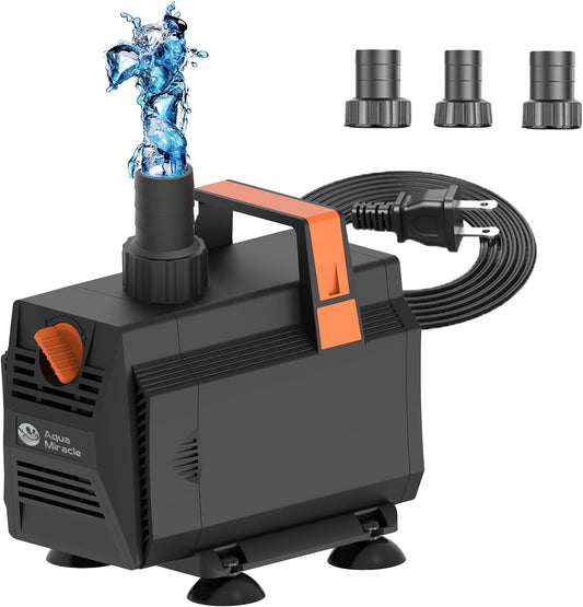 AquaMiracle 1050GPH Submersible Water Pump Pond Pump(4000L/H, 55W), Water Fountain Pump Aquarium Water Pump with Flow Control for Fish Tank, Waterfall, Statuary, Filtration, Water feature, Hydroponics