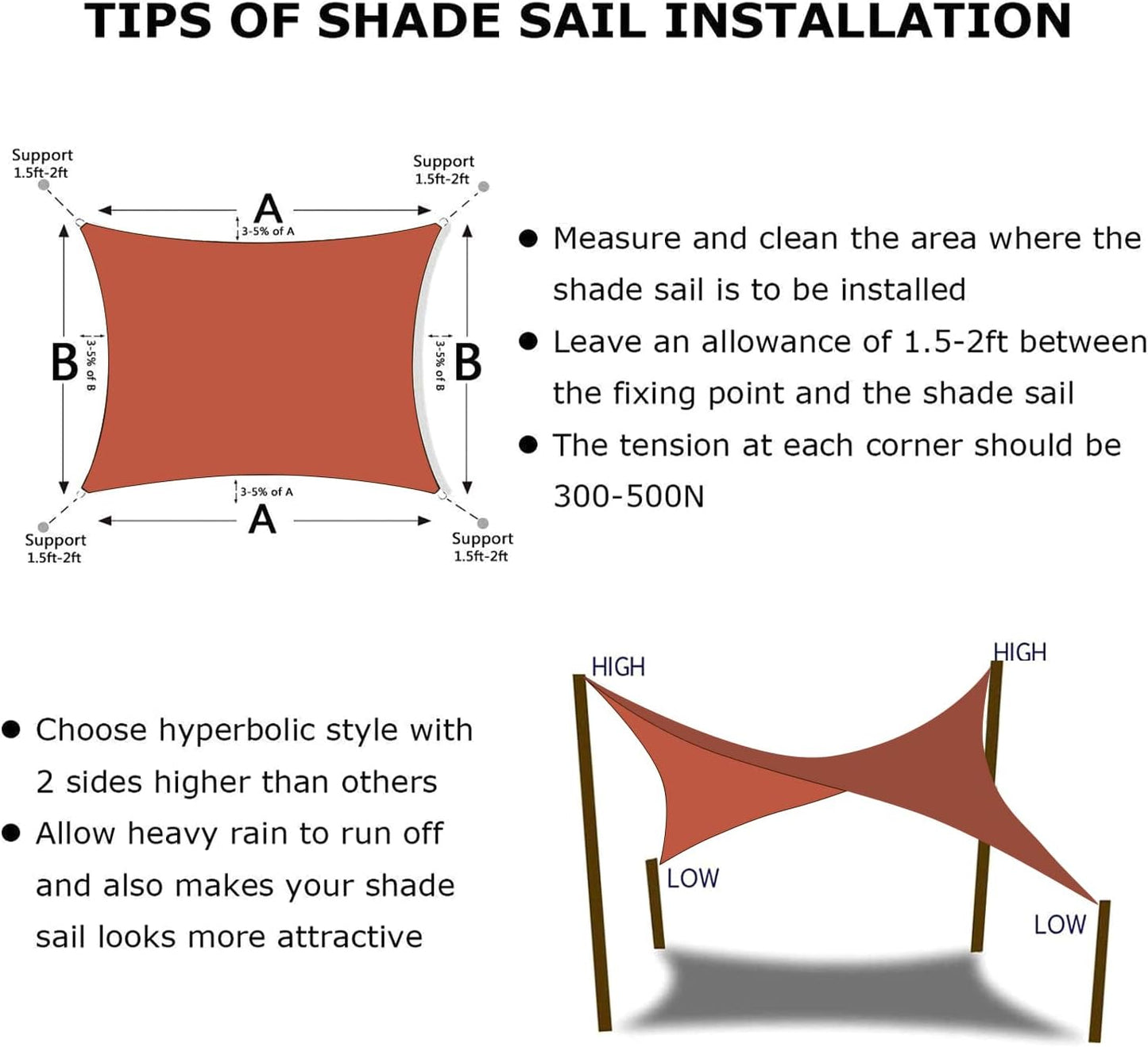 KANAGAWA 8'X12' Rust Red Custom Size Sun Shade Sail Rectangle UV Block Canopy Cover for Patio Backyard Lawn Garden Outdoor (Customized Available)