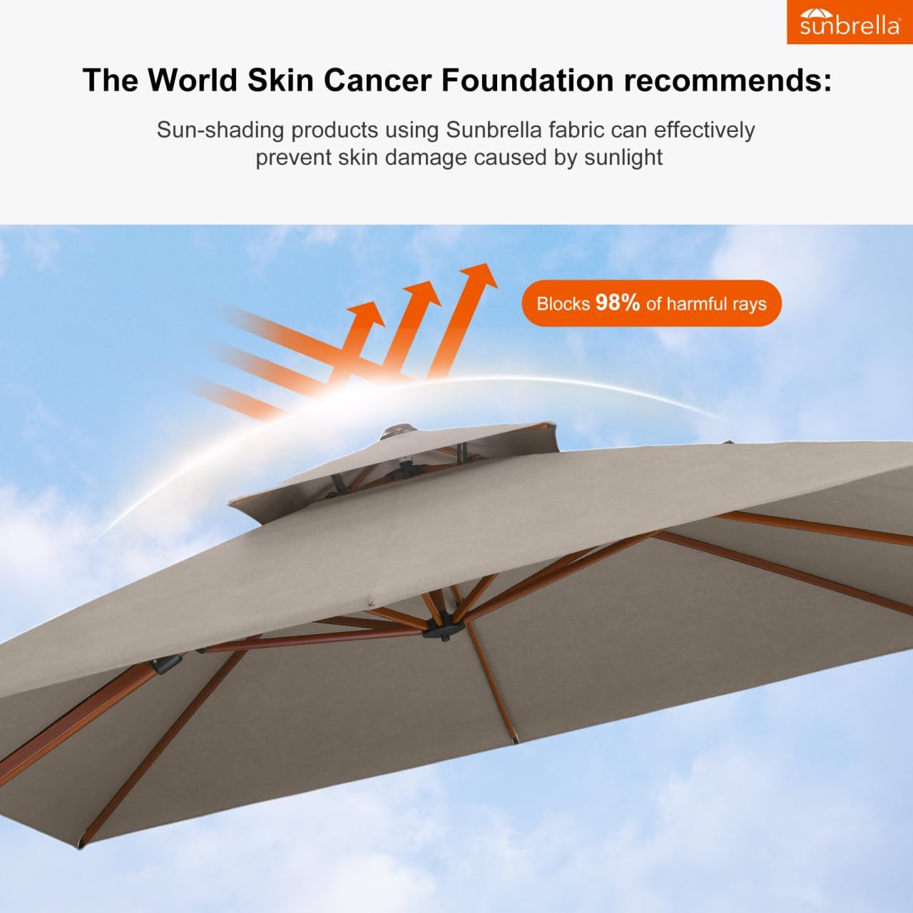 PURPLE LEAF 9' X 12' Patio Large Cantilever Umbrella Outdoor Square Wood Umbrellas Offset Umbrella Heavy Duty Sun Umbrellas for Garden Deck Pool, Heather Taupe