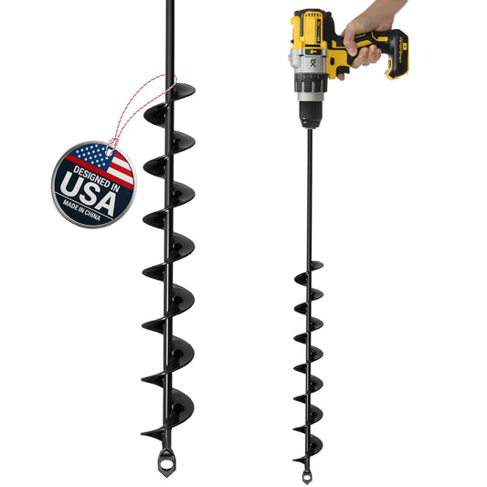 K-Brands Auger Drill Bit for Planting – 2 x 32 Inch -No Squat Garden Spiral Hole and Bulb Planter Tool for Umbrella Holes - Compatible with 3/8 Inch Hex Drive