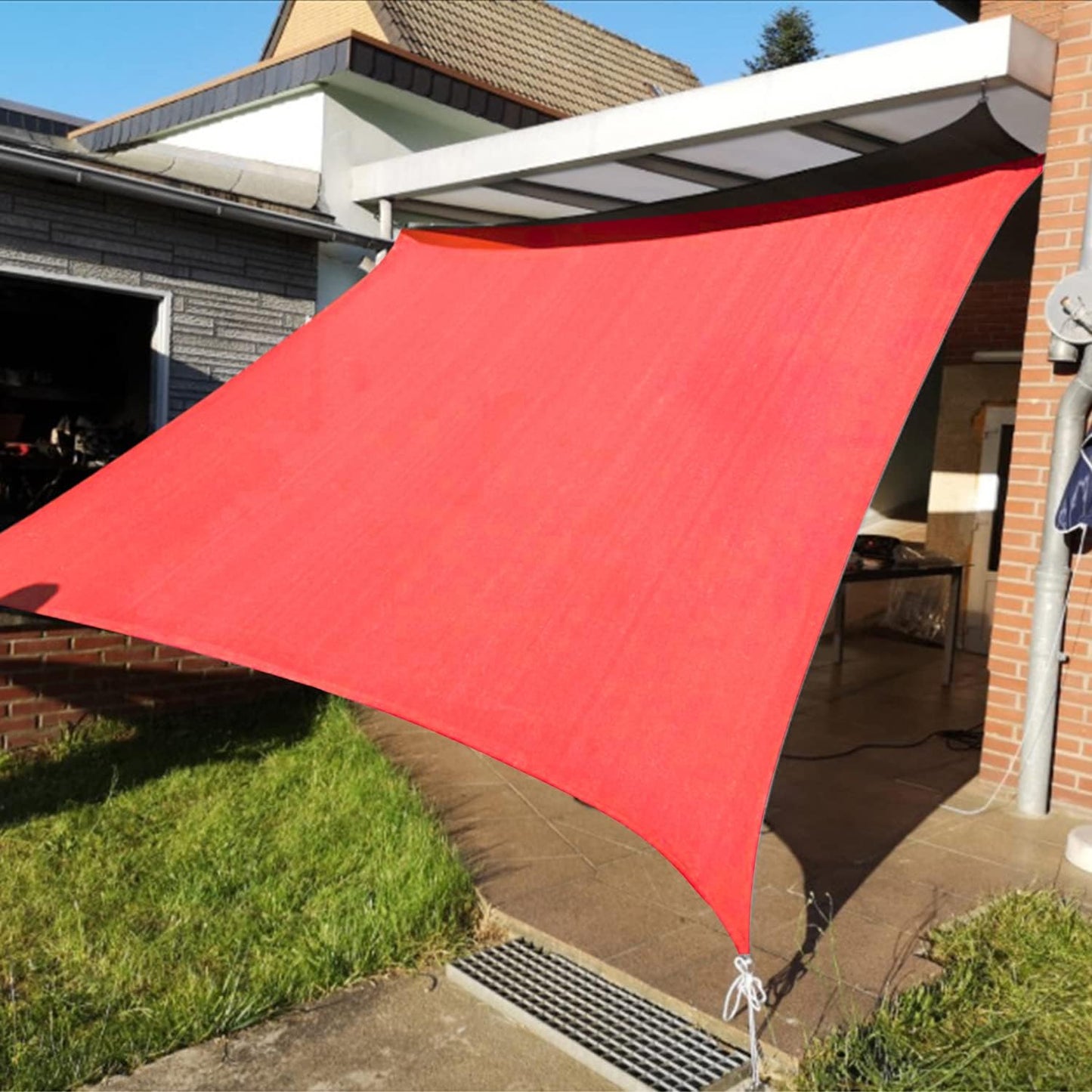KANAGAWA Sun Shade Sail 10'x13' Scarlet Rectangle UV Block Canopy Awning Shelter Fabric Cloth Screen for Outdoor Patio Garden Backyard