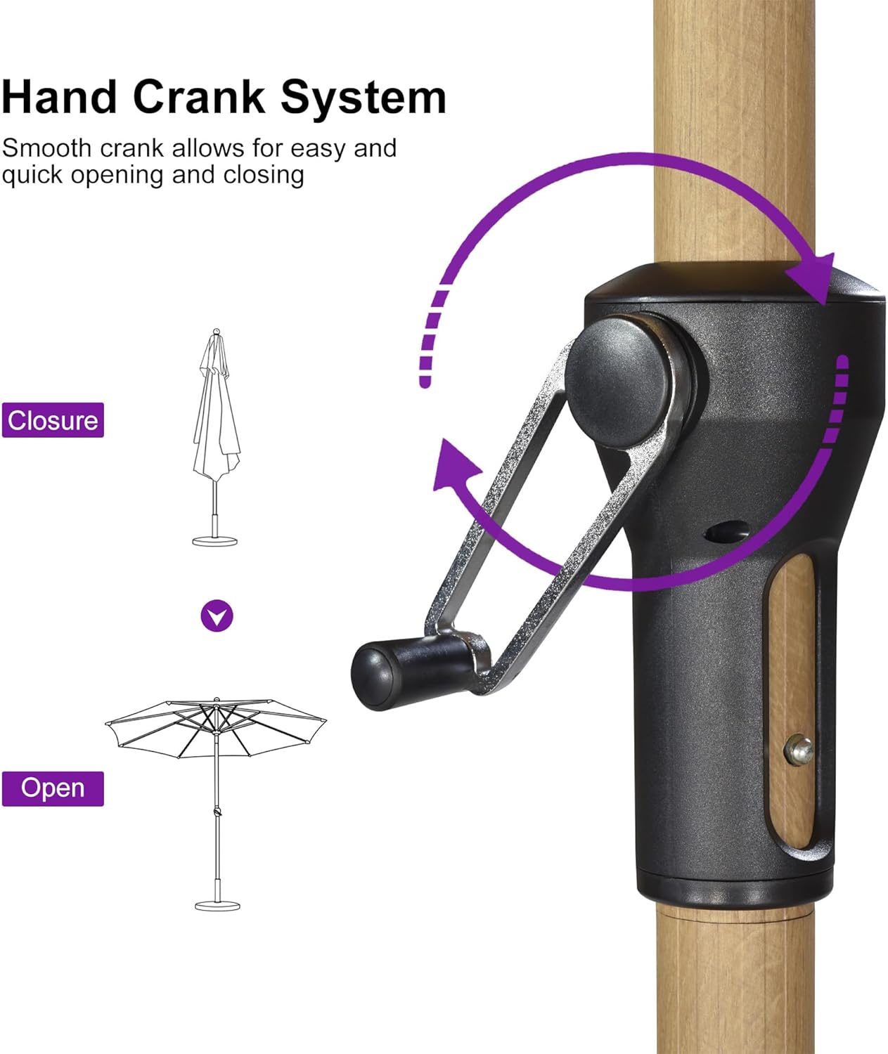PURPLE LEAF 11 Feet Patio Umbrella Outdoor Table Umbrella Round Aluminum Market Umbrella with 8 Sturdy Ribs & Crank Commercial Outdoor Umbrellas for Garden Deck Patio, Taupe