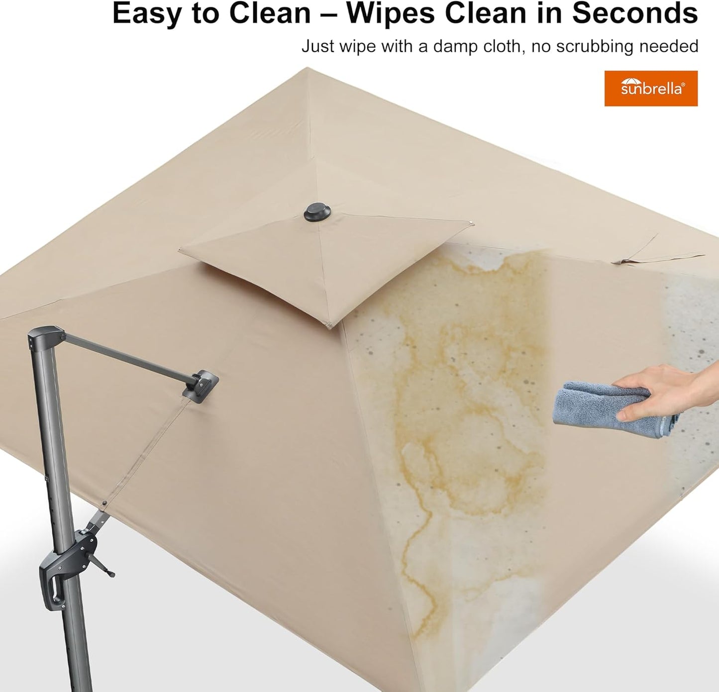 PURPLE LEAF Cantilever Umbrella 10' X 13' Outdoor Patio Rectangular Double Top Large Heavy Duty 360° Rotation Offset Umbrella for Outside Deck Backyard Garden Pool Spectrum Sand