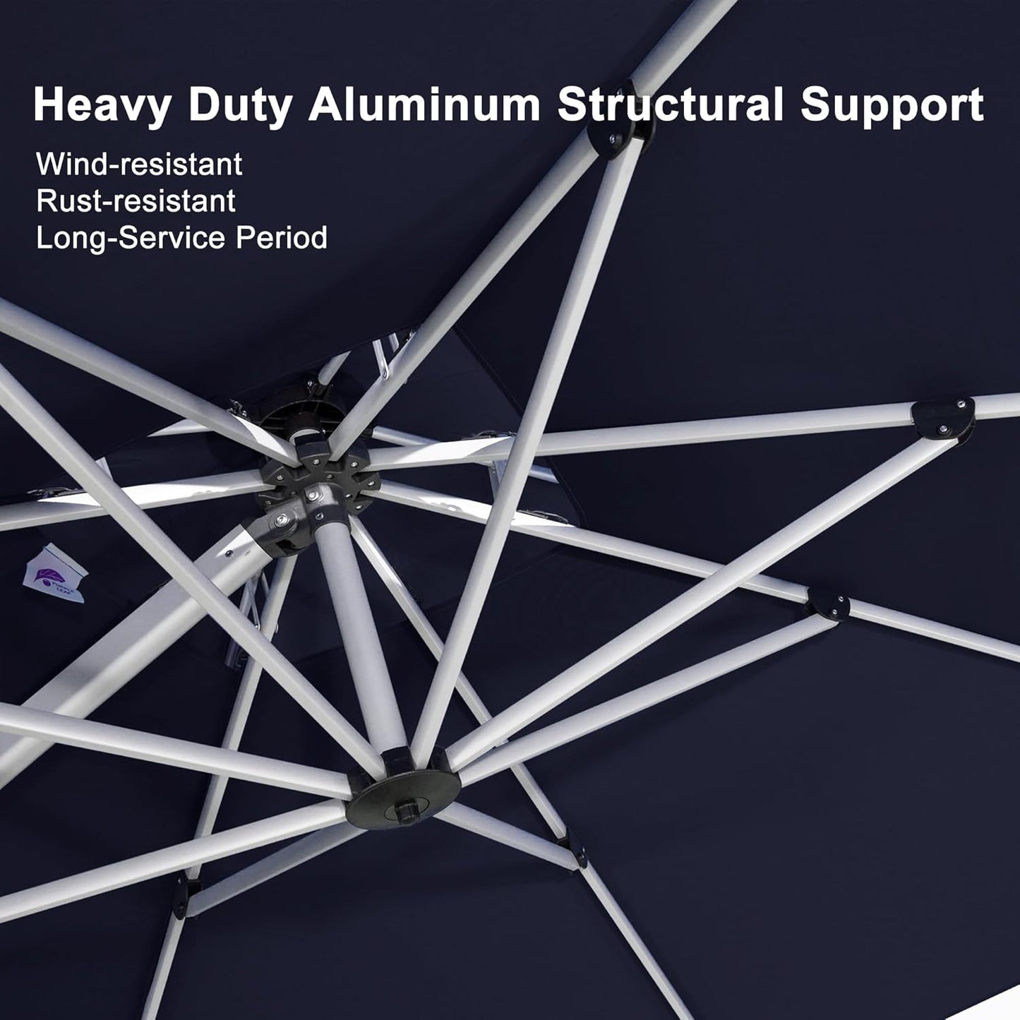 PURPLE LEAF 11 Feet Patio Umbrella Outdoor Round Umbrella Large Cantilever Umbrella Windproof Offset Heavy Duty Sun for Garden Deck Pool Patio, Navy Blue
