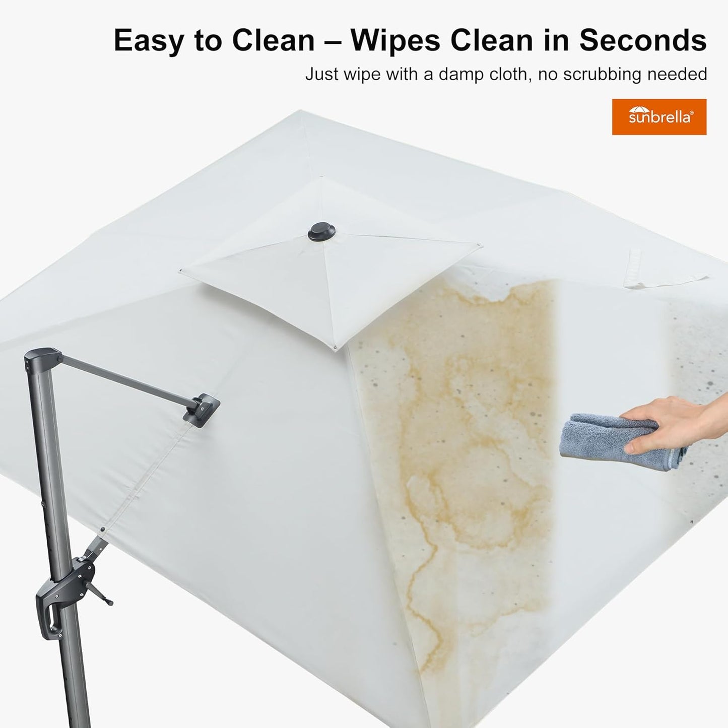 PURPLE LEAF Cantilever Umbrella 9' X 12' Outdoor Patio Rectangular Double Top Large Heavy Duty 360° Rotation Offset Umbrella for Outside Deck Backyard Garden Pool Canvas Natural