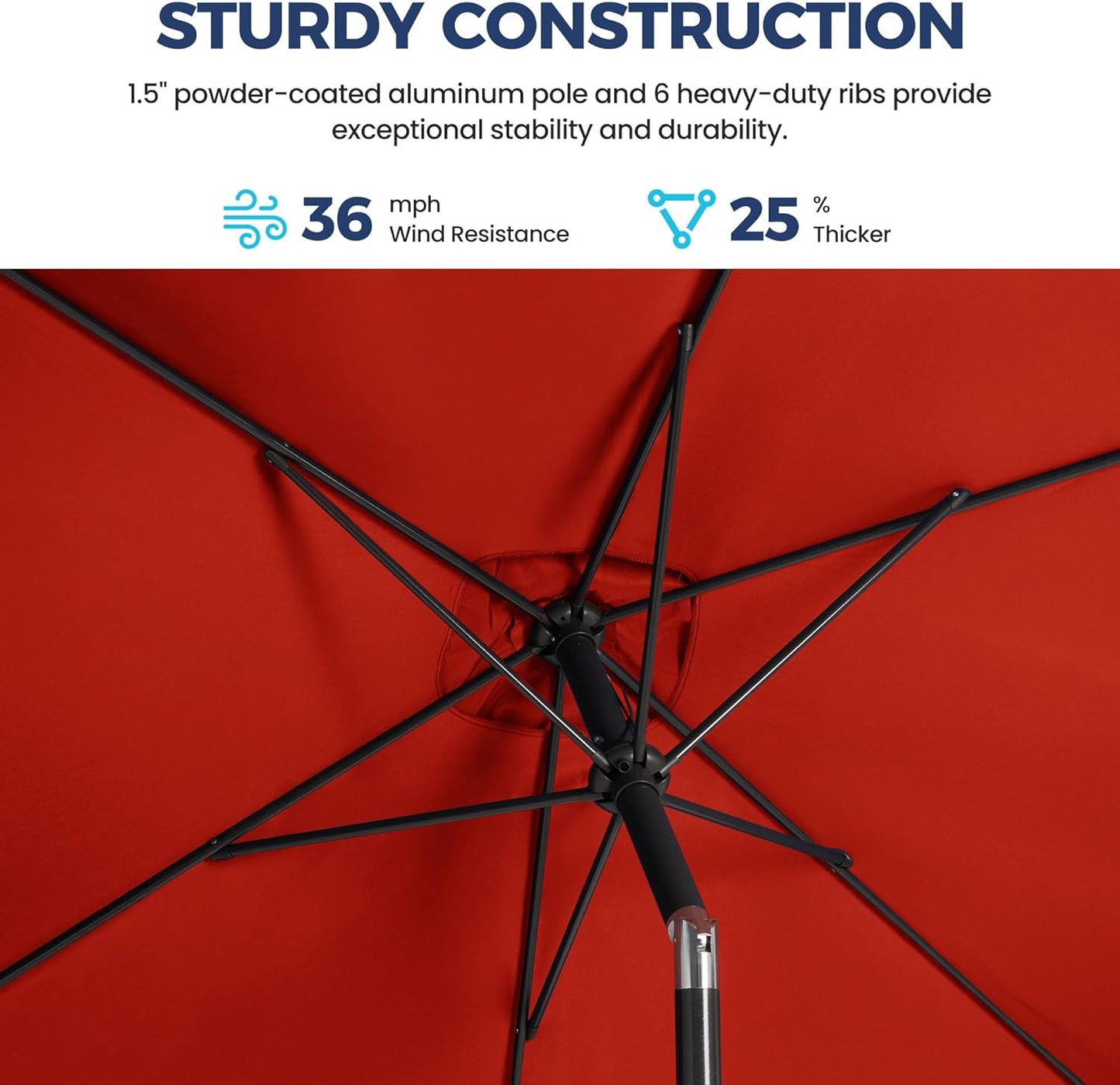 SUNVIVI OUTDOOR Patio Umbrella, 6.5' x 10' Rectangular Patio Umbrella, Metal Pole Square Outdoor Umbrella with Crank and Push Button Tilt, 6 Steel Ribs, Polyester Canopy