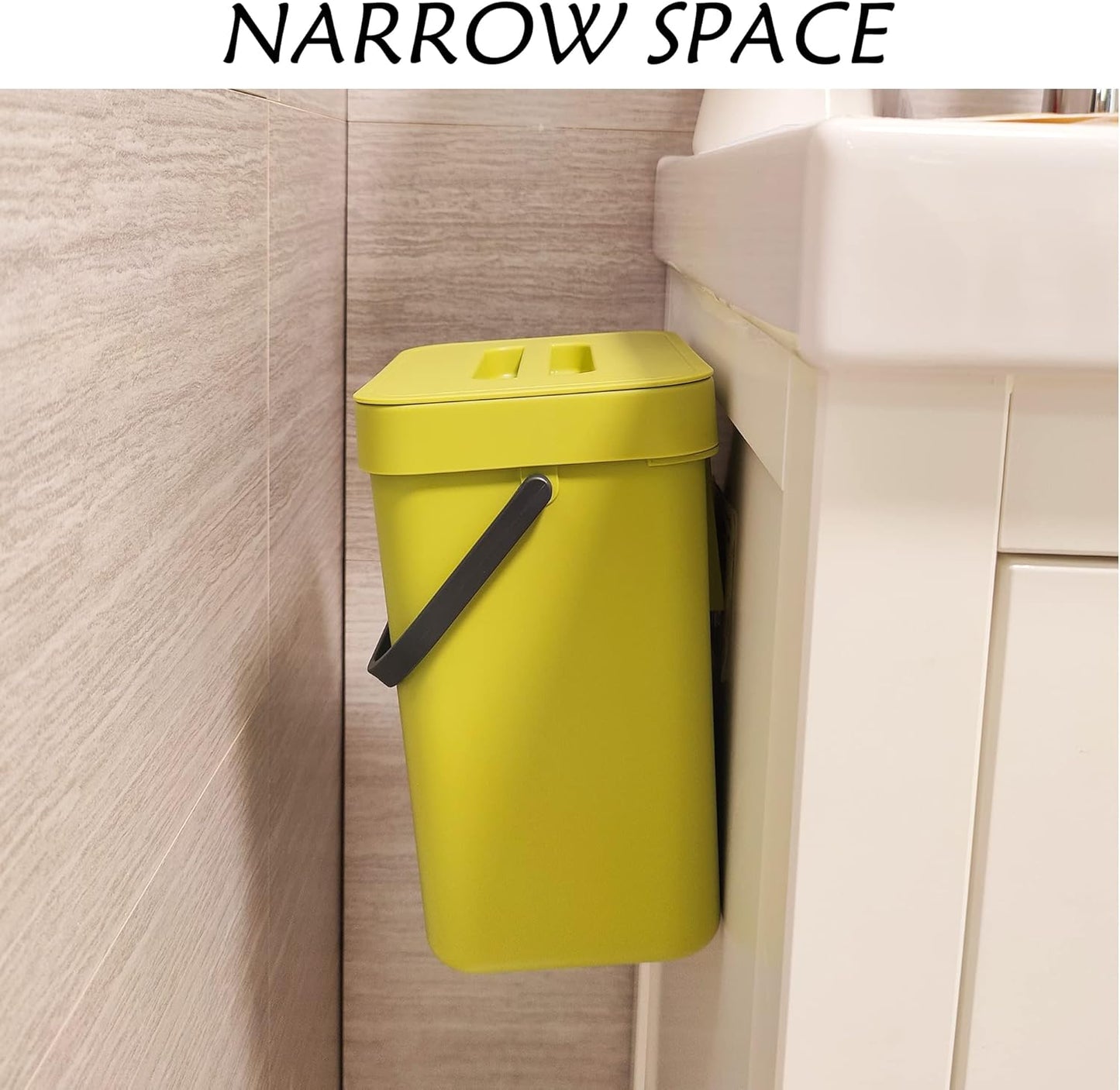 stonespace Small Kitchen Trash Can with Lid, Compost Bin Indoor Kitchen Sealed, Under Sink Trash Can, 5 L/1.3 Gallon Plastic Trash Bin, Green