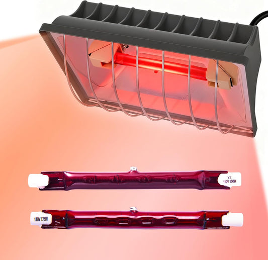 Chicken Coop Heating Lamp, 250W Brooder Heater with Guard,Waterproof Ceramic Joint Heat Lamp Bulb,Adjustable Temperature(175W/250W) and Height,Suitable for Poultry, Livestock & Small Pets