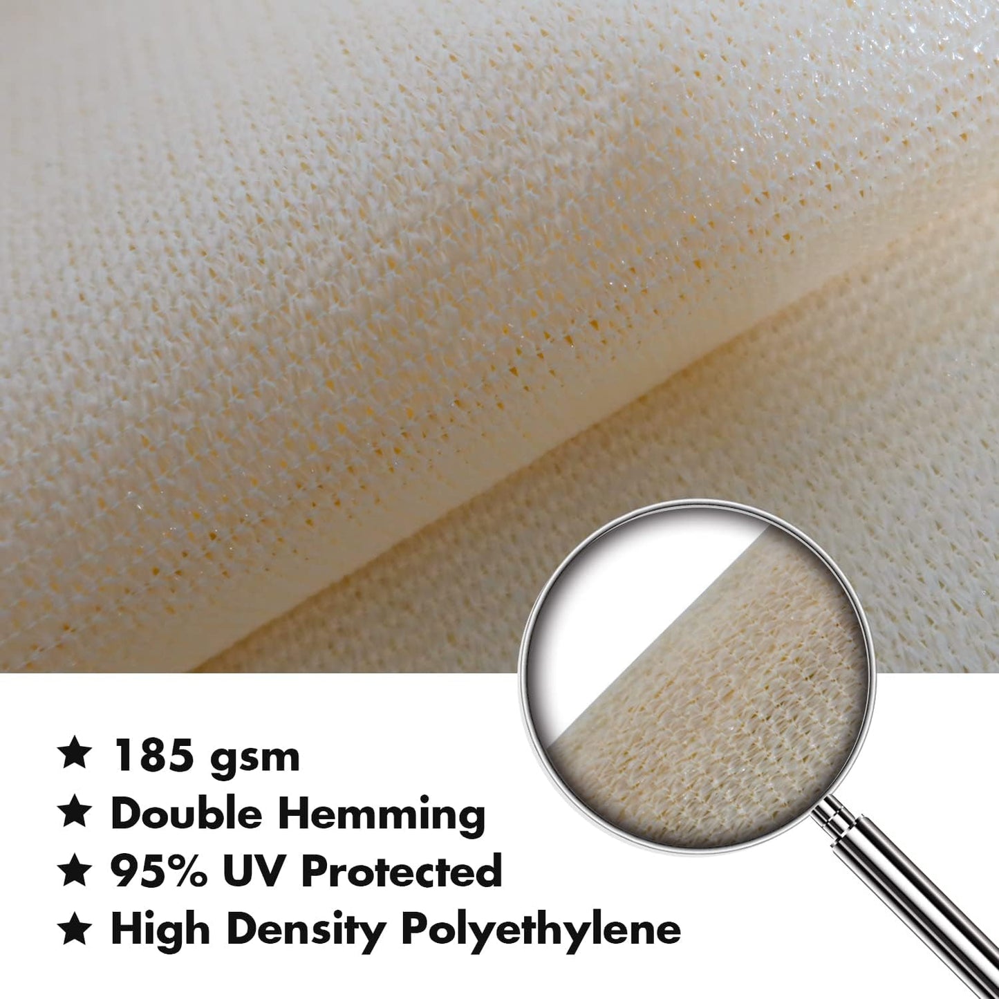 KANAGAWA 18'X18' Cream Custom Size Sun Shade Sail Square UV Block Canopy Cover for Patio Backyard Lawn Garden Outdoor (Customized Available)