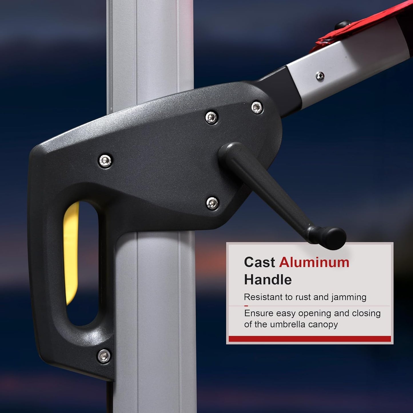 PURPLE LEAF 9 Feet Double Top Deluxe Solar Powered LED Square Patio Umbrella Offset Hanging Umbrella Outdoor Market Umbrella Garden Umbrella, Brick Red