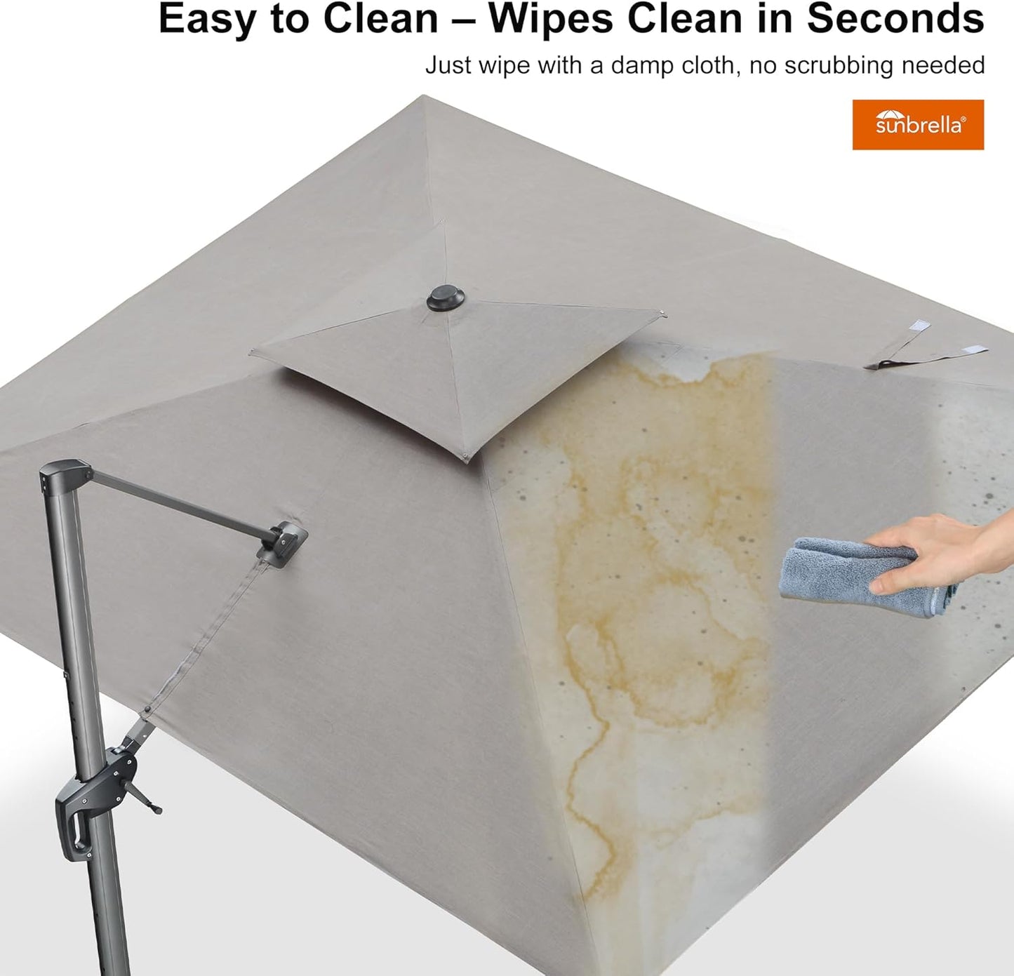 PURPLE LEAF Cantilever Umbrella Outdoor Double Top Deluxe 10 Feet Square Patio Offset Hanging Square Umbrella for Garden Pool Backyard Cast Ash