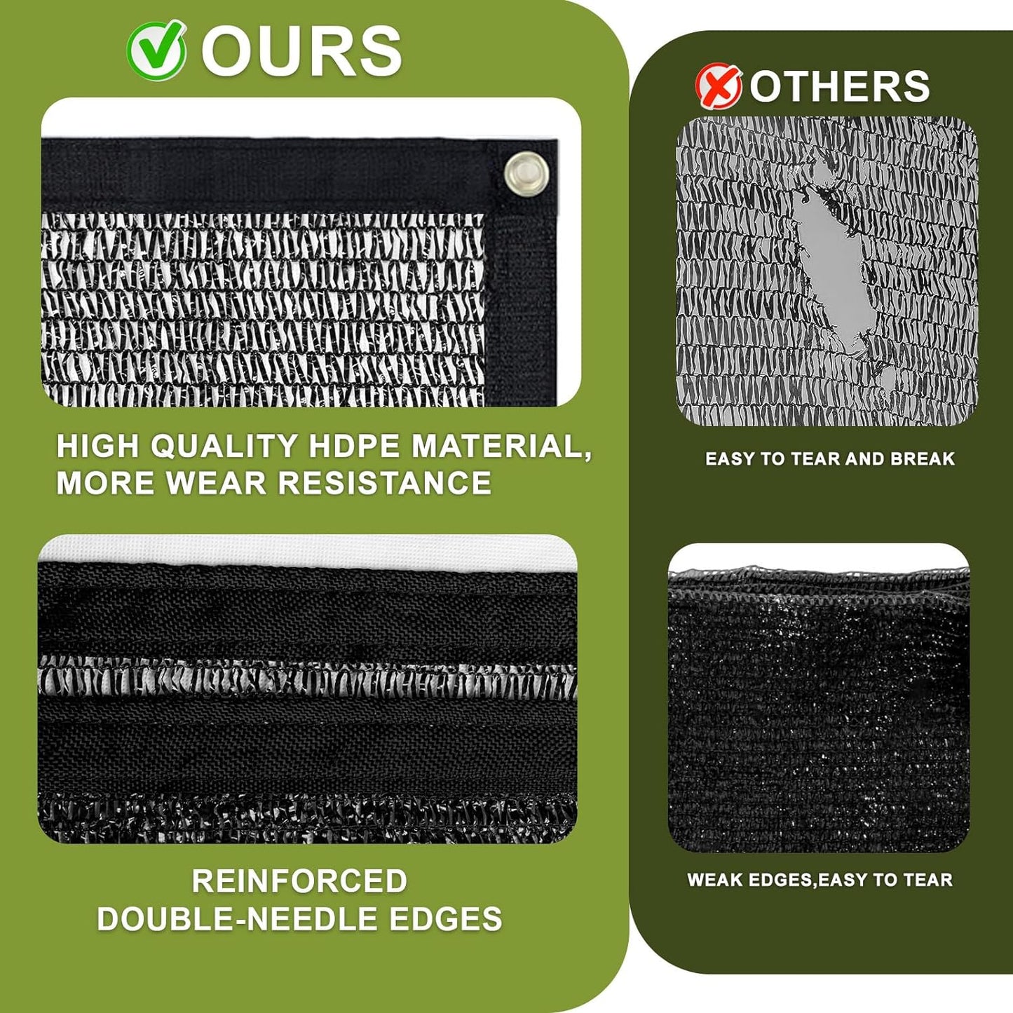 LOVE STORY 6x12FT 55% Black Shade Cloth Sun Shade Net with Grommets Sunblock Net Mesh Tarp for Garden,Plants Cover,Greenhouse and Patio