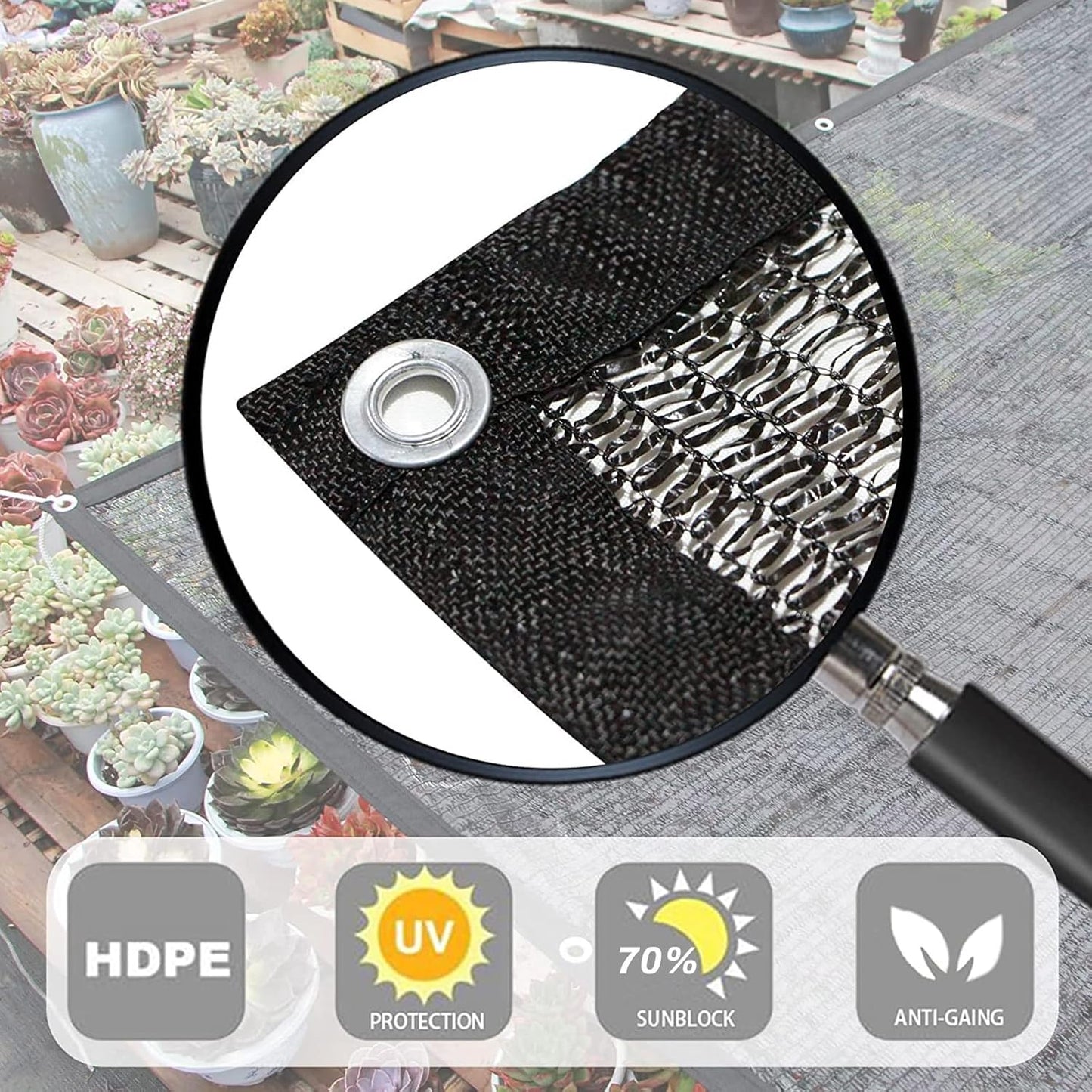 LOVE STORY 8x20FT 70% Black Shade Cloth Sun Shade Net with Grommets Sunblock Net Mesh Tarp for Garden,Plants Cover,Greenhouse and Patio