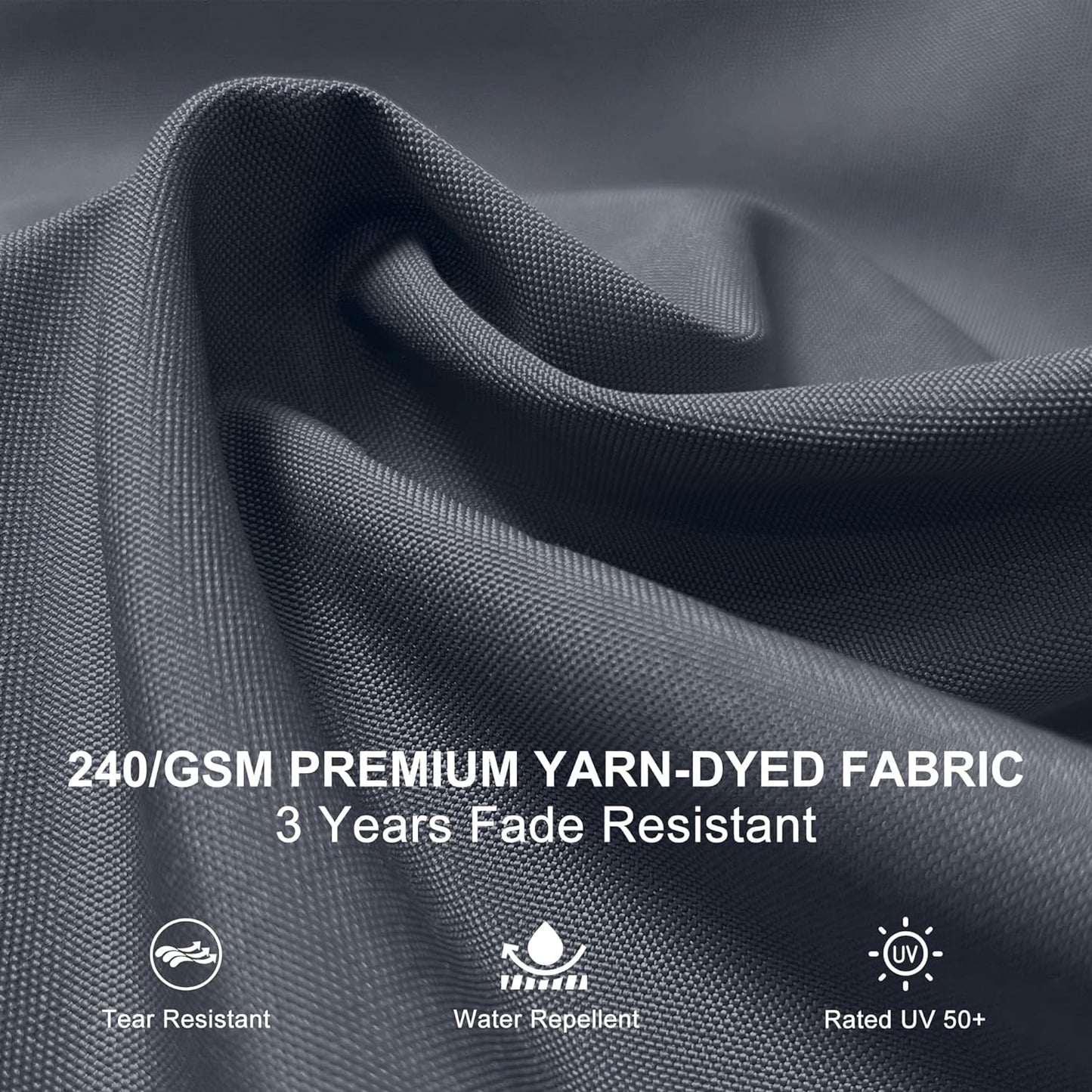 PURPLE LEAF 12 Feet Double Top Round Deluxe Patio Umbrella Offset Hanging Umbrella Outdoor Market Umbrella Garden Umbrella, Grey