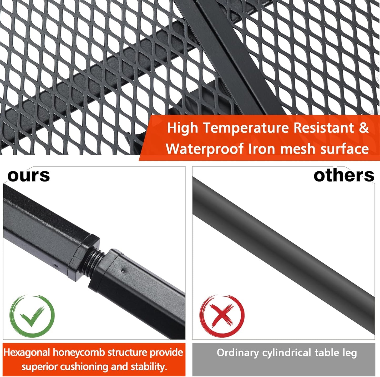 Folding Grill Table, 4x2 FT Portable Camping Table, Lightweight Height Adjustable Metal Tables with Mesh Desktop and Mesh Bag, Outdoor Tables for Camping, Picnic, Beach and BBQ, Black