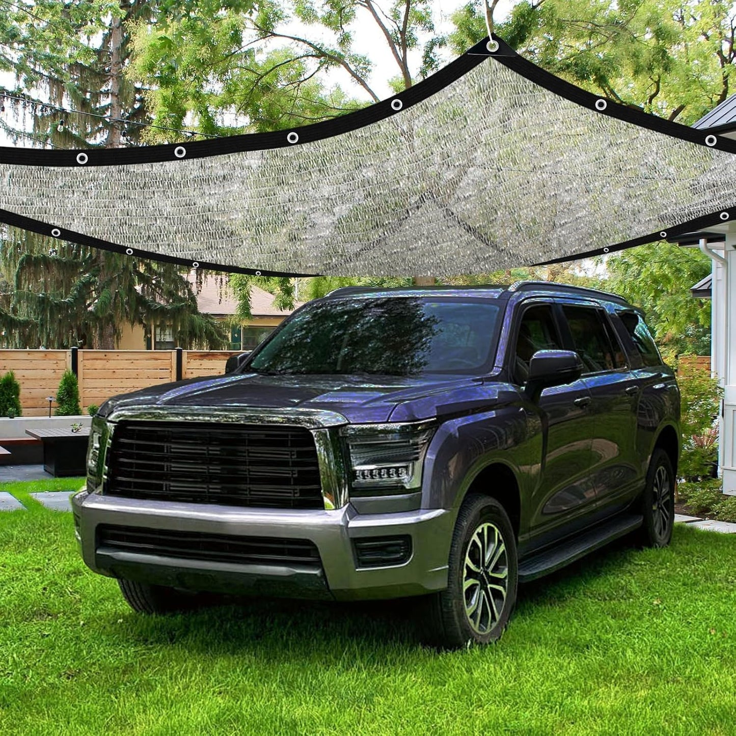 Aluminum Shade Cloth -for Car,90% Heat Reflective Tarp Sunblock Neting,Durable Mesh Tarp with Grommets,Shade Cloth for Garden,Outdoor Pergola,Chicken Coop and Dog Kennel(Silver)