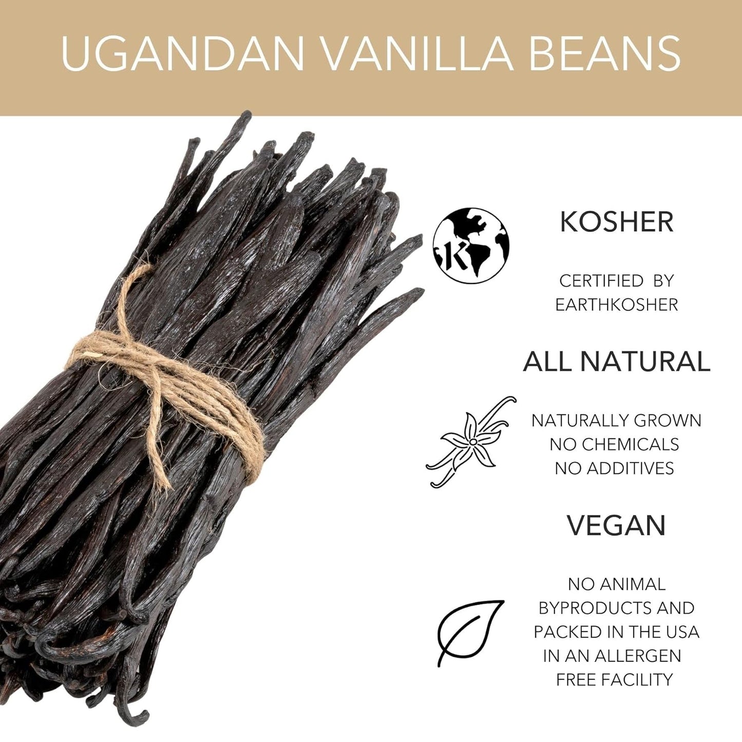 Slofoodgroup Gourmet Vanilla Beans, 4 Ounces Grade A Ugandan Vanilla Pods, Vanilla Beans For Cooking, Baking and Homemade Vanilla Extract