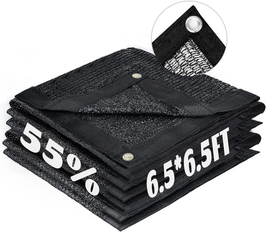 LOVE STORY 6.5x6.5FT 55% Black Shade Cloth Sun Shade Net with Grommets Sunblock Net Mesh Tarp for Garden,Plants Cover,Greenhouse and Patio