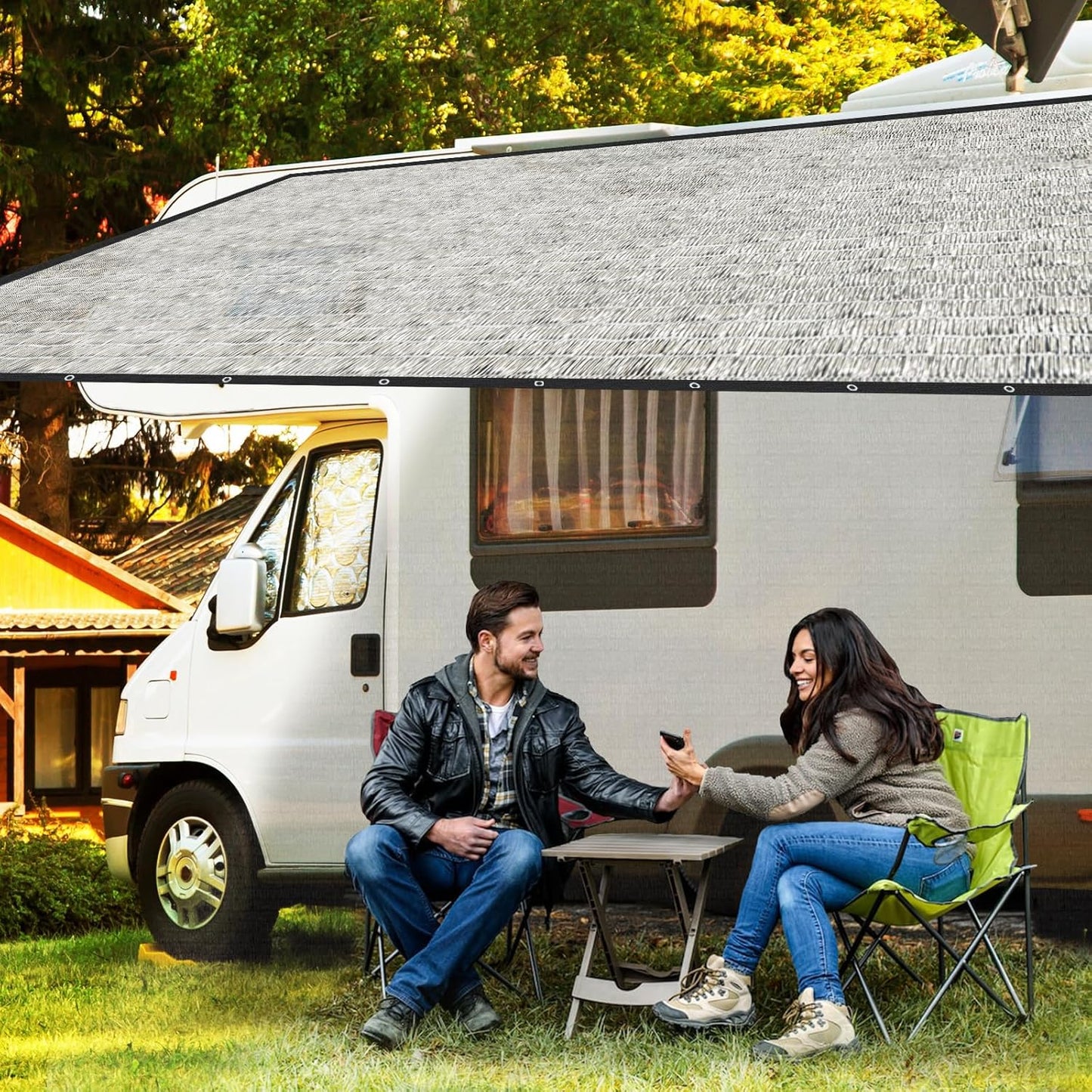 Aluminum Shade Cloth 10x10',80% Aluminum Reflective tarp,Durable Mesh Tarp with Grommets,Shade Cloth for Garden,Car, Outdoor Pergola,Greenhouse,Chicken Coop and Dog Kennel(Silver)