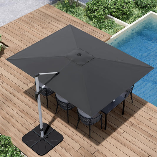 Patio Umbrella, 9' X 12' Outdoor Cantilever Umbrella with 360-degree Rotation for Garden, Deck, Backyard, Pool and Beach, Grey