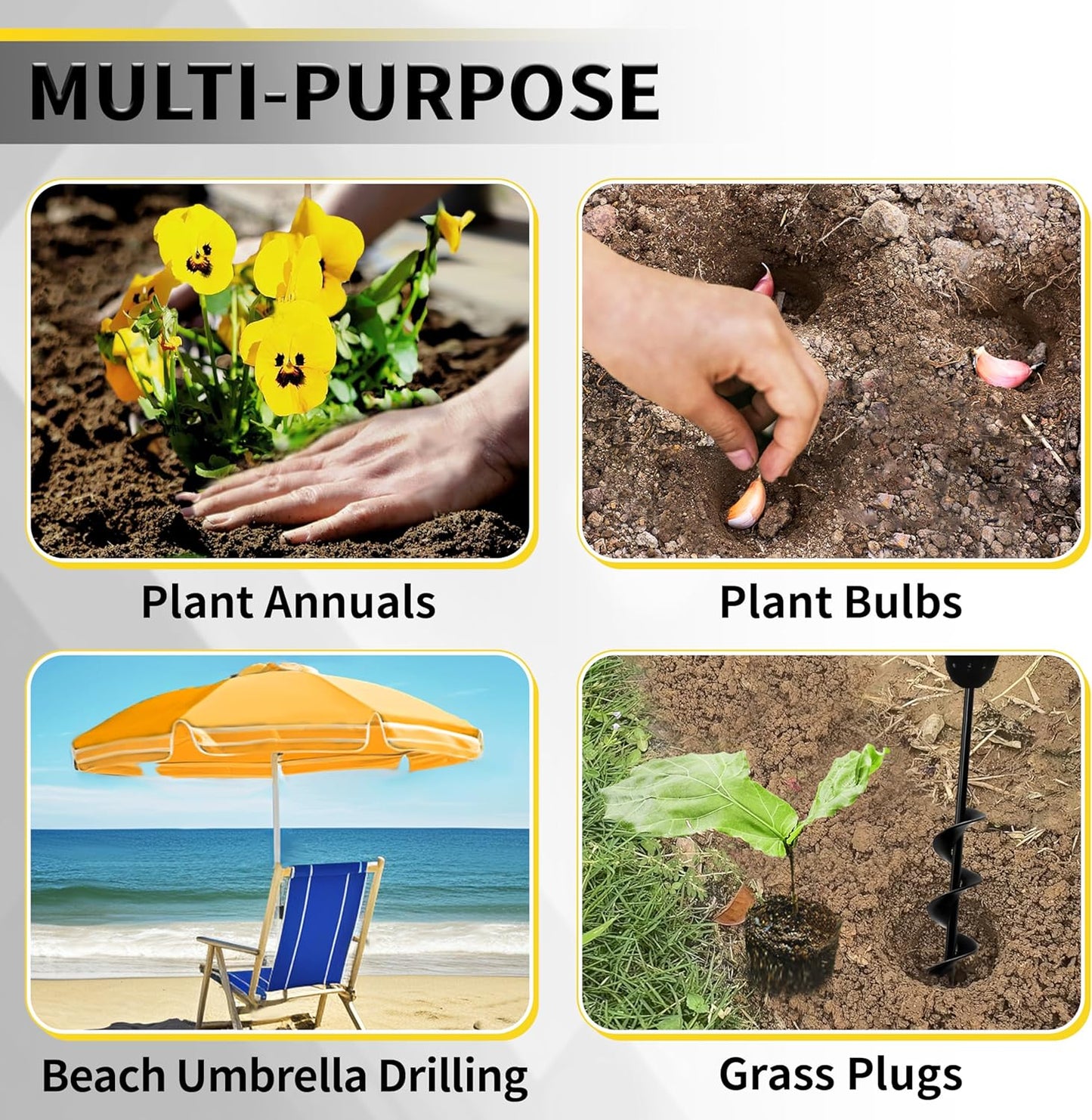 Auger Drill Bit for Planting - 1.6" x 16.5" Plant Auger for Cordless Drill - Bulb Planter Tool for Bulbs Planting&Holes Digging - 3/8" Hex Drive Drill