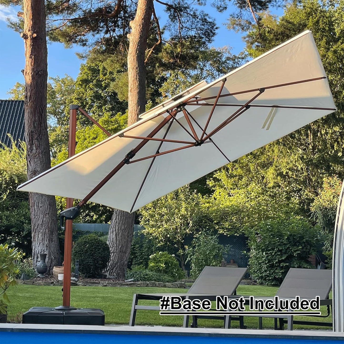 PURPLE LEAF 12ft Patio Umbrella Outdoor Square Umbrellas Large Cantilever Umbrella Windproof Offset Heavy Duty Sun Umbrellas for Garden Deck Pool Patio, Cream