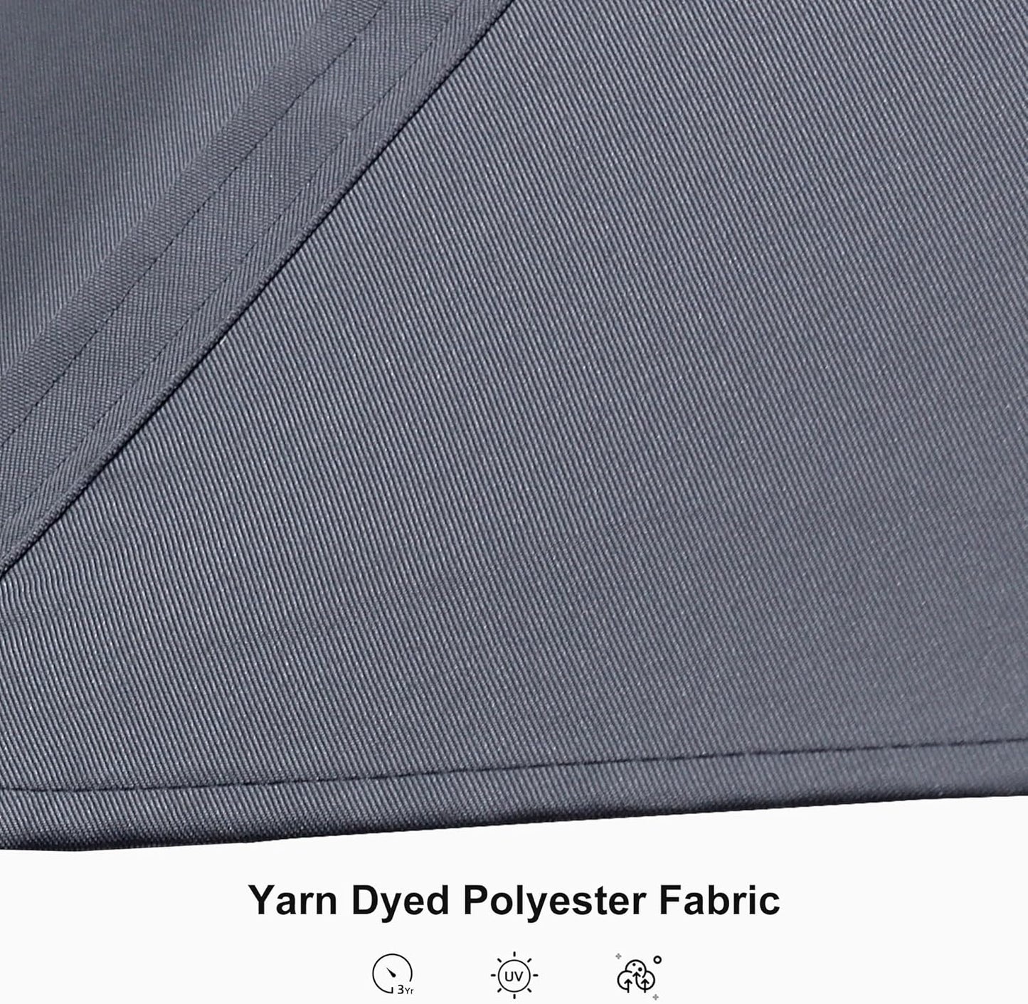 PURPLE LEAF 10 Feet Patio Umbrella Outdoor Cantilever Solar Powered LED Square Umbrella Aluminum Offset Umbrella with 360-degree Rotation for Garden Deck Pool Patio Light Grey